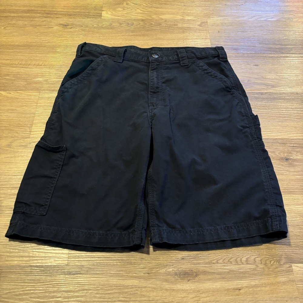 Carhartt Carpenter Shorts Mens 33 *Fits 32 Black B147 BLK Canvas Cotton Workwear